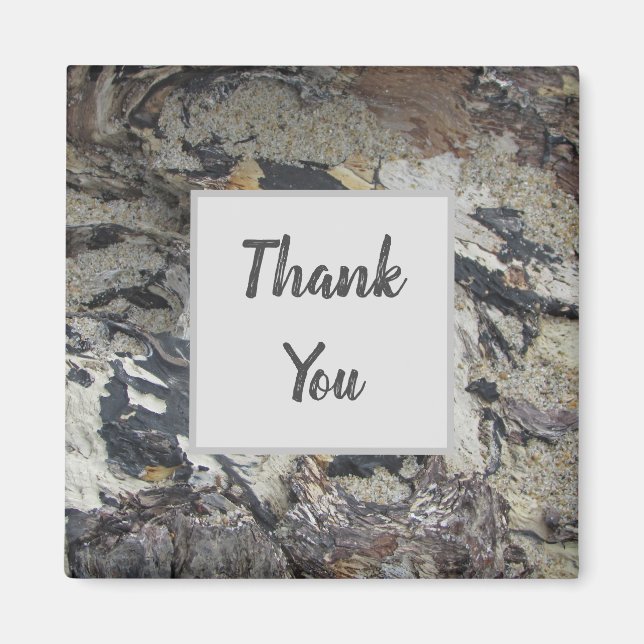 Thank You Driftwood Pattern Photo Beach Nature Magnet (Front)