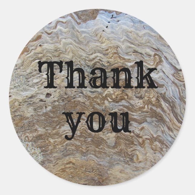 Thank You Driftwood Wave Pattern Appreciation Classic Round Sticker (Front)