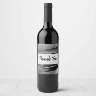 Thank You Duck Feathers Grey Black Appreciation Wine Label