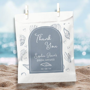 Thank You Dusty Blue Seashells Doodles  Favour Bag