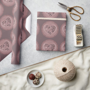 "Thank You" Dusty Rose Heart Wrapping Paper