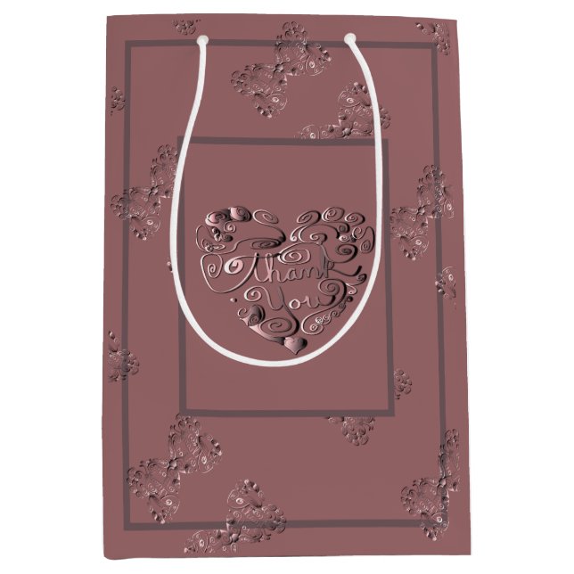 "Thank you" Dusty Rose Medium Gift Bag (Front)