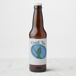 Thank You Elegant Bird Silhouette Beer Bottle Label