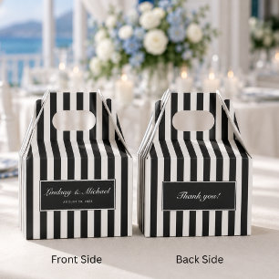 Thank You! Elegant Black Stripes Monogram Wedding Favour Box