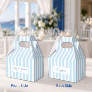 Thank You! Elegant Blue Stripes Monogram Wedding Favour Box