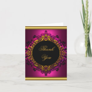 Thank You Elegant Dark Pink Gold Black Card