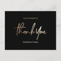 Thank You Elegant Faux Gold Foil Black Business