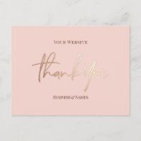 Thank You Elegant Faux Gold Foil Pink Business