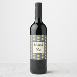 Thank You Elegant Gold and Grey Polka Dot Wine Label