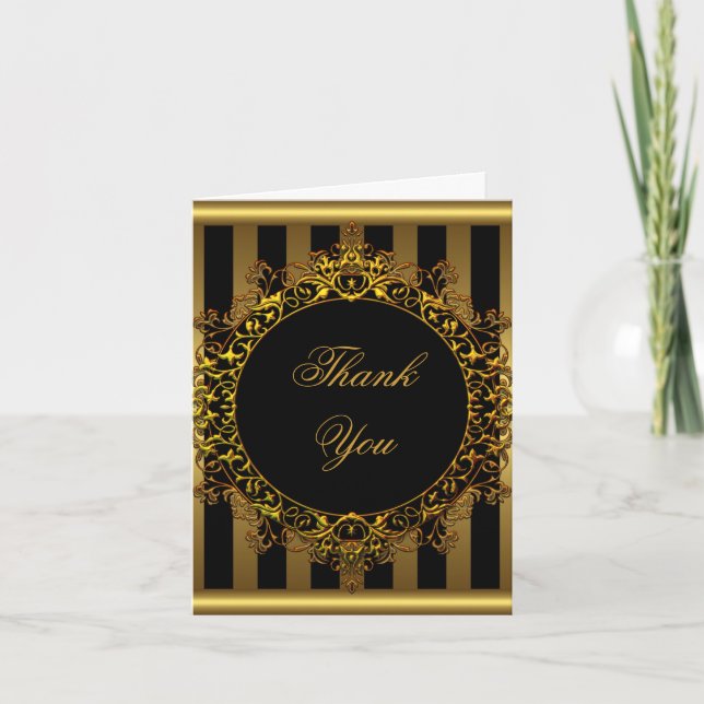 Thank You Elegant Gold Black Stripe (Front)