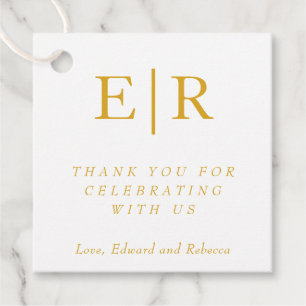 Thank You Elegant Gold White Monogram Wedding Favour Tags
