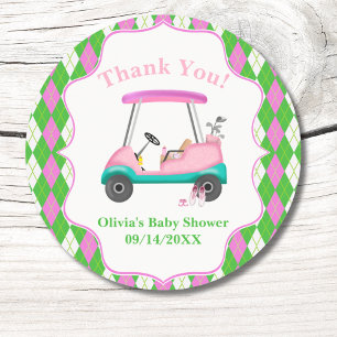 Thank You Elegant Golf Cart Ready For Baby Shower Classic Round Sticker