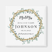 Thank You Elegant Greenery Magnets for Wedding