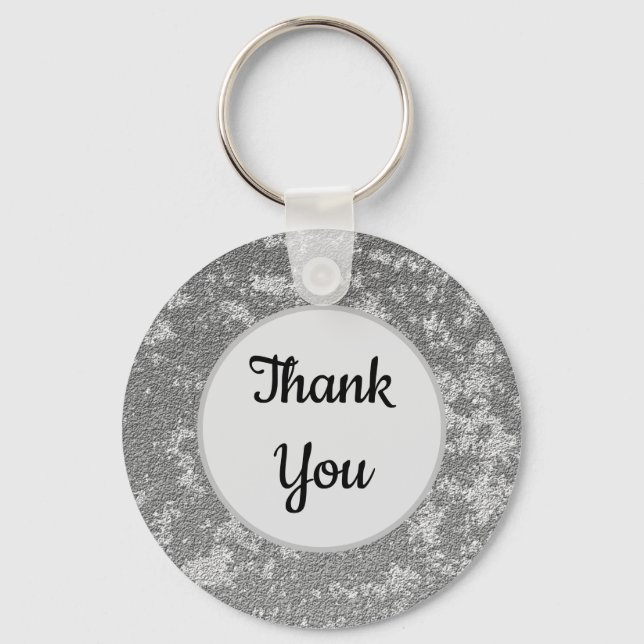 Thank You Elegant Grey White Marbled Appreciation Key Ring (Front)