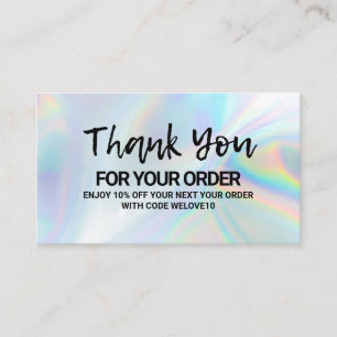 Thank you Elegant Holographic instagram Discount B Business Card