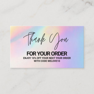 Thank you Elegant Holographic instagram Discount Business Card