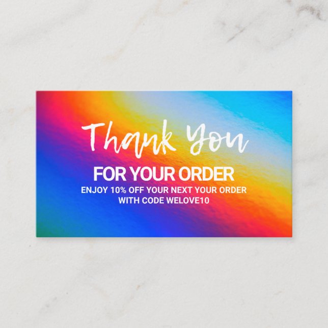 Thank you Elegant Holographic instagram Discount Business Card (Front)