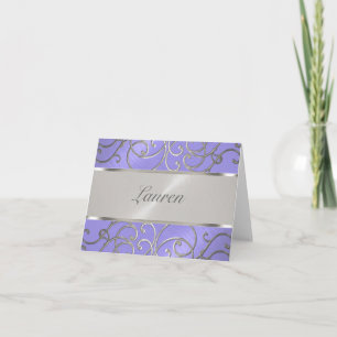 Thank You Elegant Lavender Purple Silver Filigre Card