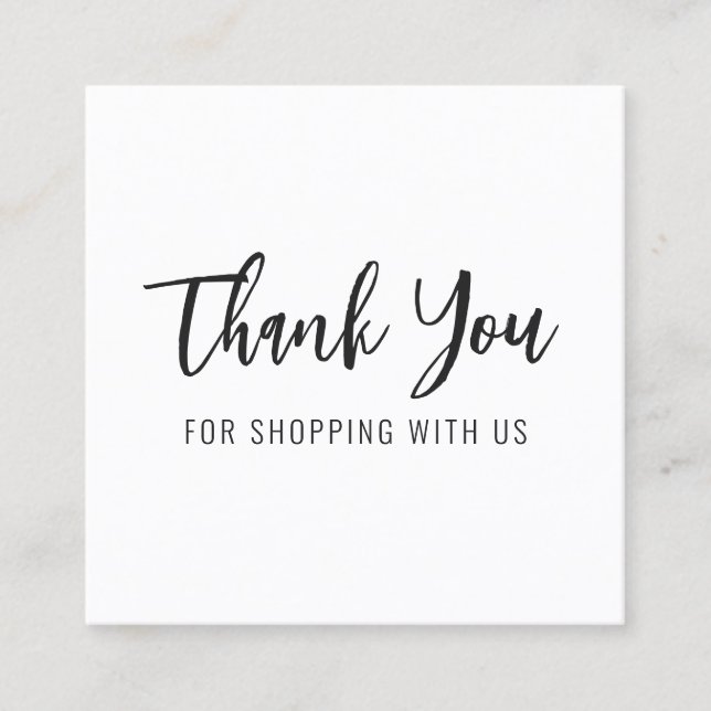 Thank You Elegant Modern Square Business Card (Front)