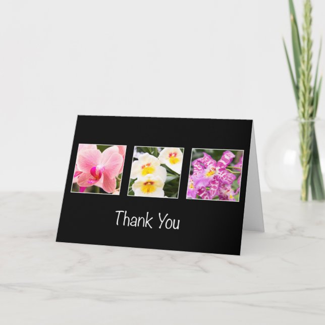 Thank You Elegant Orchids And Pansy Card (Front)