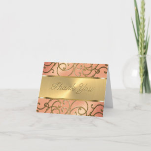 Thank You Elegant Peach and Gold Filigree Card