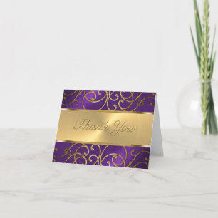Thank You Elegant Purple and Gold Filigree Card