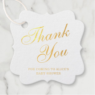 Thank You Elegant Script Gold Foil Baby Shower Favour Tags