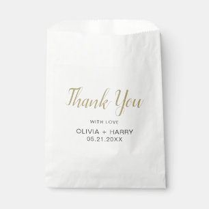 Thank You Elegant Script Modern White Wedding Favour Bag