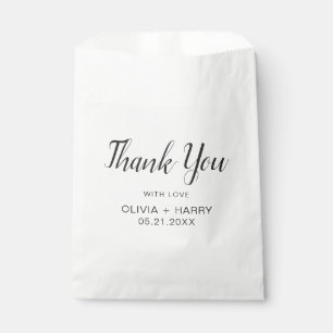 Thank You Elegant Script Modern White Wedding Favour Bag