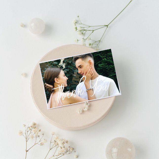 Thank You Elegant Script Photo Wedding Postcard (Creator Uploaded)