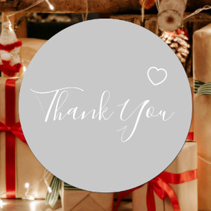 Thank You Elegant Script Text Custom Colour Classic Round Sticker