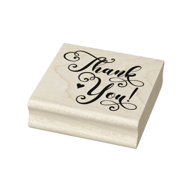 Thank You Elegant Script Typography Heart Rubber Stamp (Stamp)