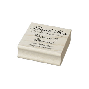 Thank You Elegant Script Wedding Address Rubber Stamp