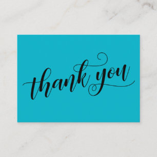 Thank You Elegant Typography Blue Wedding Favour Enclosure Card