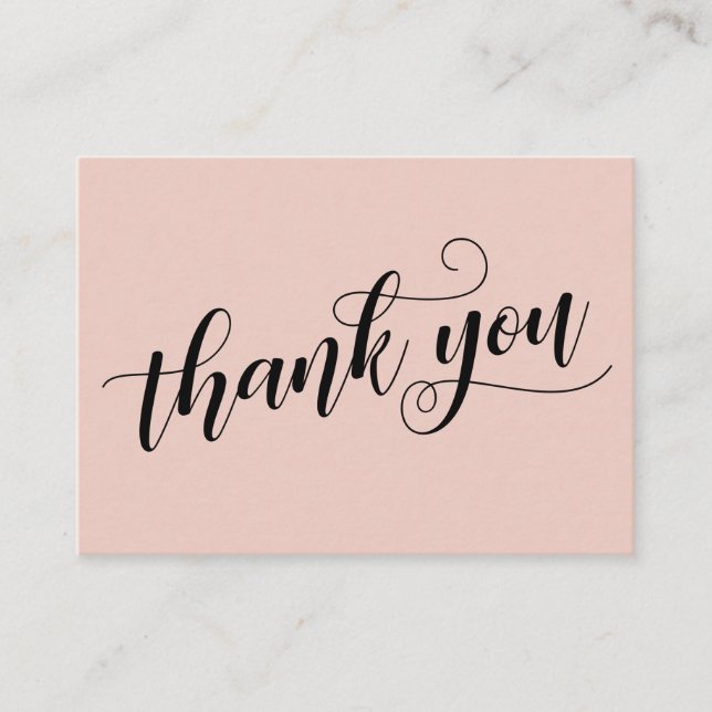 Thank You Elegant Typography Blush Wedding Favour Enclosure Card (Front)