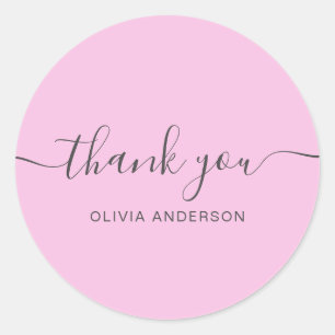Thank you Elegant  typography chic blush  Purple   Classic Round Sticker