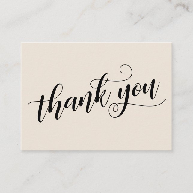 Thank You Elegant Typography Cream Wedding Favour Enclosure Card (Front)