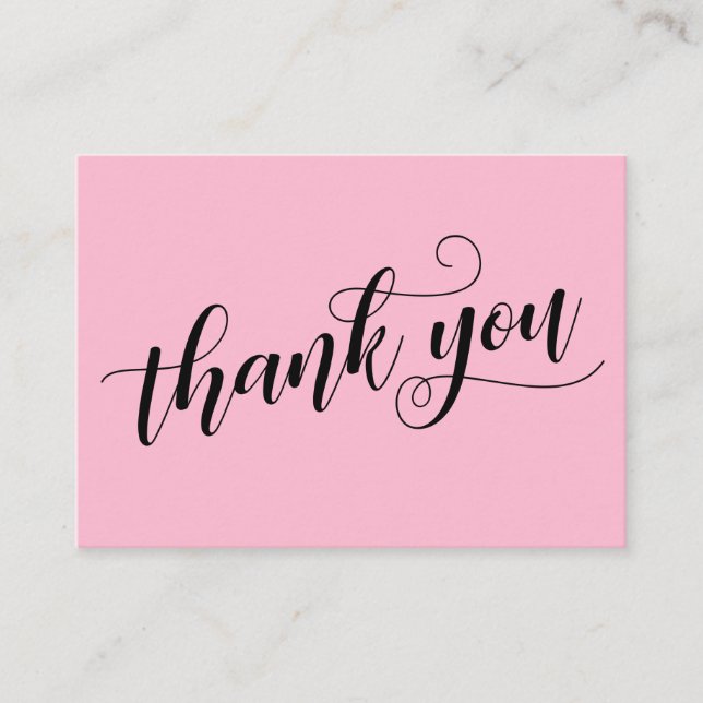 Thank You Elegant Typography Pink Wedding Favour Enclosure Card (Front)