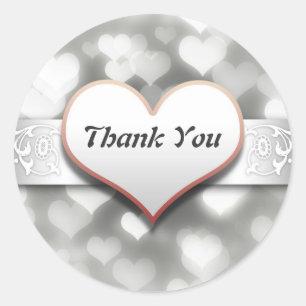 thank you elegant white love hearts sticker