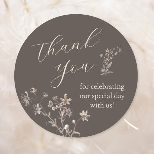Thank You Elegant Wildflower Customised Wedding Classic Round Sticker