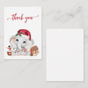 Thank you Elephant Santa Christmas Baby Shower Card