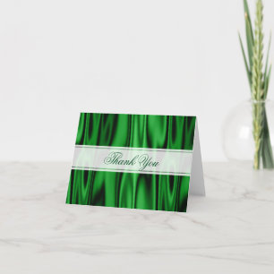 Thank You: Emerald Green Faux Satin Fabric You Card