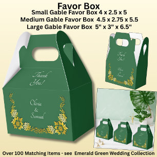 Thank You, Emerald Green & Gold Wedding Favour Box