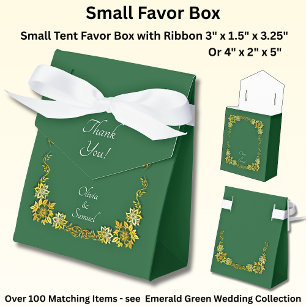 Thank You, Emerald Green & Gold Wedding Favour Box