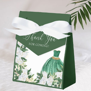 Thank You Emerald Green White Peony Princess Dress Favour Box