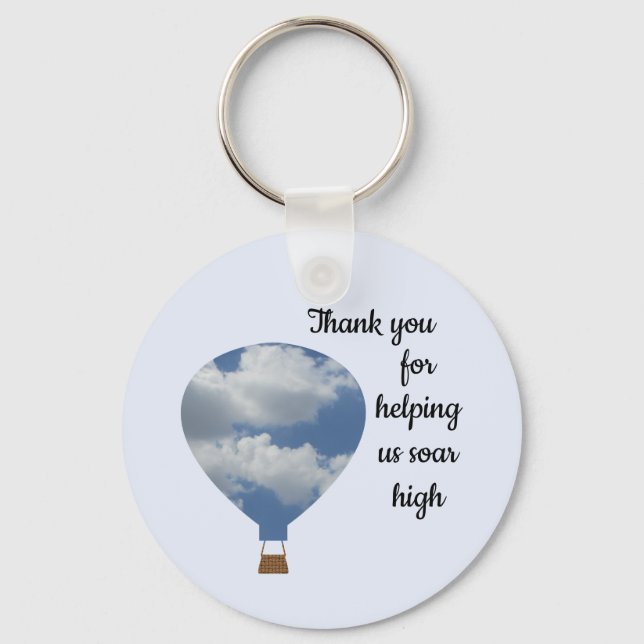 Thank You Employee Business Hot Air Balloon Key Ring (Front)