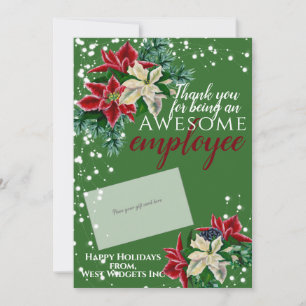 Thank You Employee Green Festive Gift Card Holder