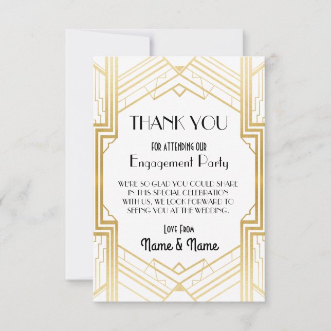 Thank You Engagement Wedding 1920s Party Cards (Front)