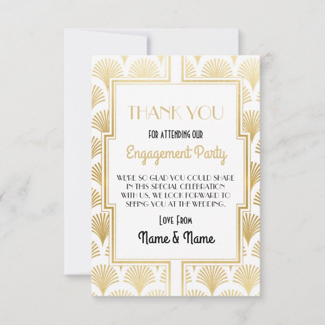 Thank You Engagement Wedding 1920s Party Cards (Front)