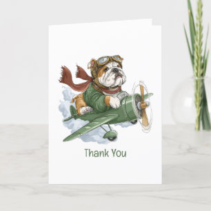 Thank You English Bulldog Pilot Airplane